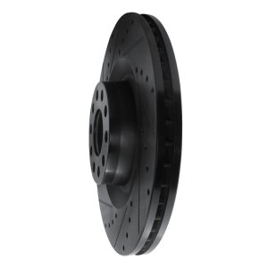 Audi S8 Brake Rotor (1) - Front Left - R1 Concepts - Drilled & Slotted - Black - `01-`03